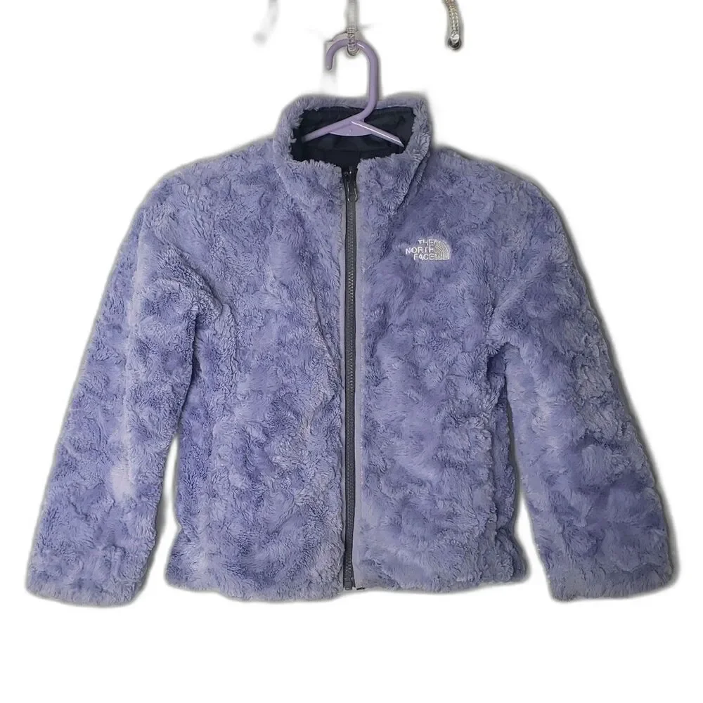 THE NORTH FACE Reversible Gray Purple Fleece Lined Jacket Coat Girls Size XS